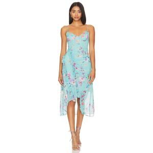 Rays For Days Clementine Midi Dress Turquoise Sea Floral- XS